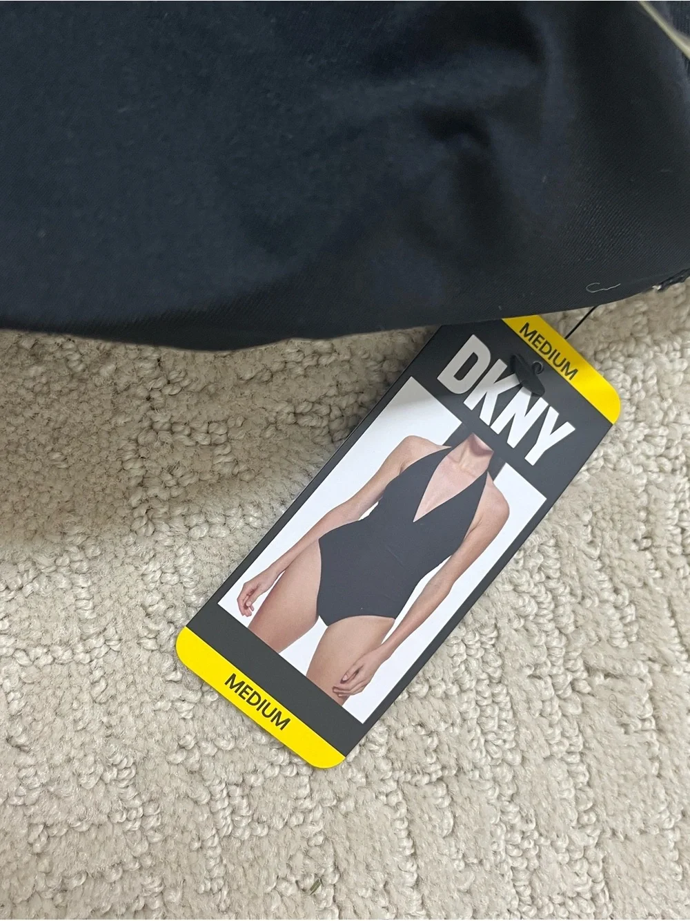 DKNY Black Halter Ruched One-Piece Swimsuit women’s M NWT - Picture 4 of 6